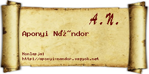 Aponyi Nándor névjegykártya